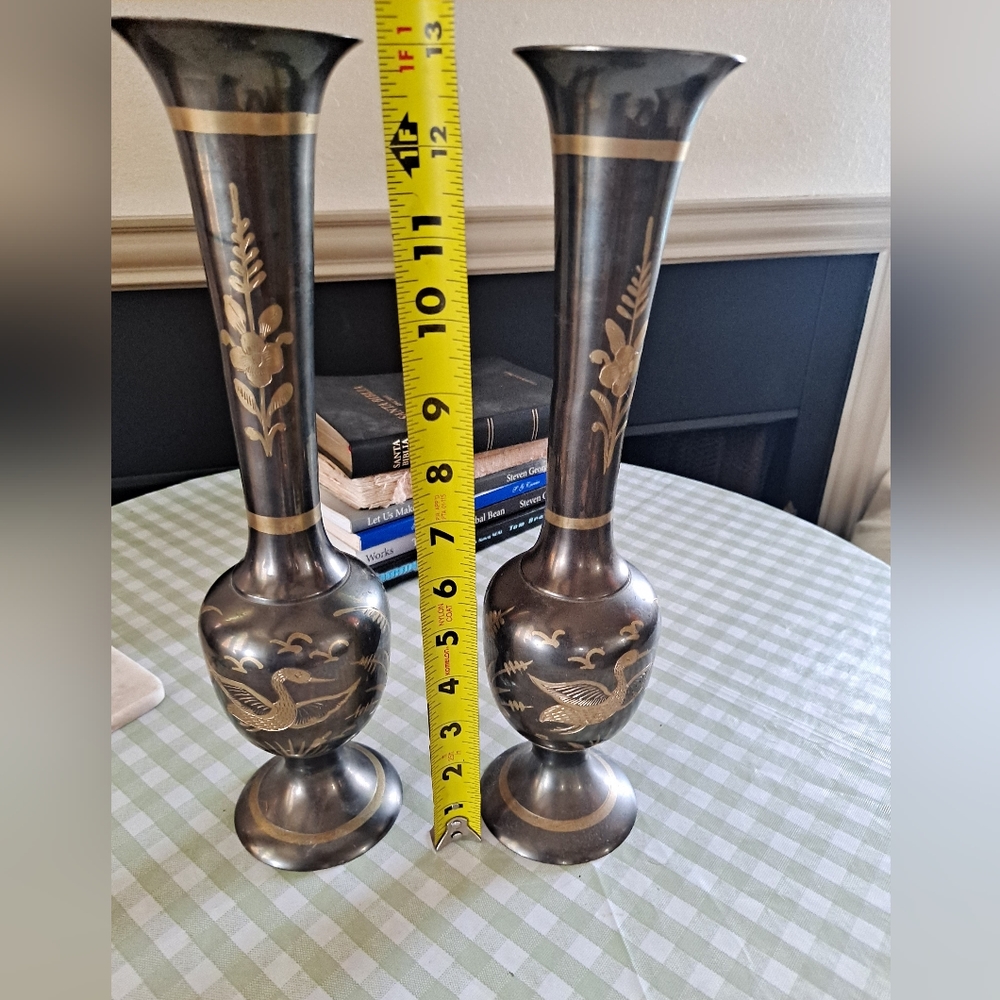 Vintage brass Mallard Pair of Vases